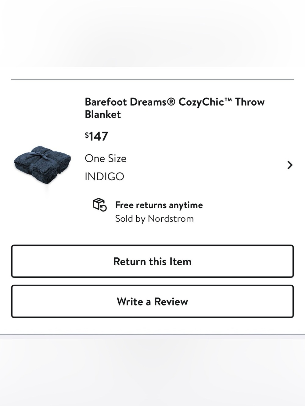 Barefoot Dreams CozyChic Throw Blanket in Navy